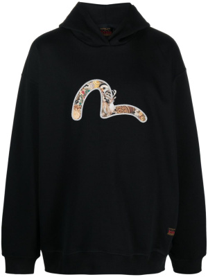 

Motif-embroidered drop-shoulder hoodie, EVISU Motif-embroidered drop-shoulder hoodie