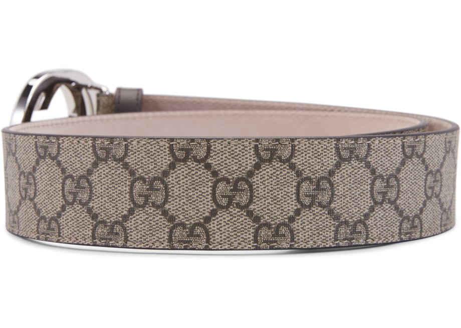 Gucci Belt GG Supreme Interlocking G Buckle 1.5W Beige Ebony/Cocoa